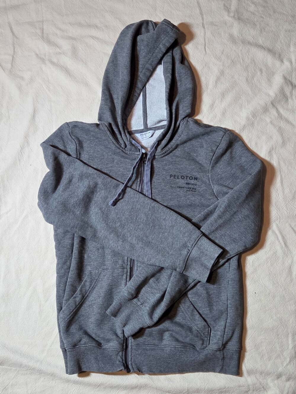 Peloton "Together We Go Far" Full Zip Hoodie Sweatshirt Heather Gray - Size S